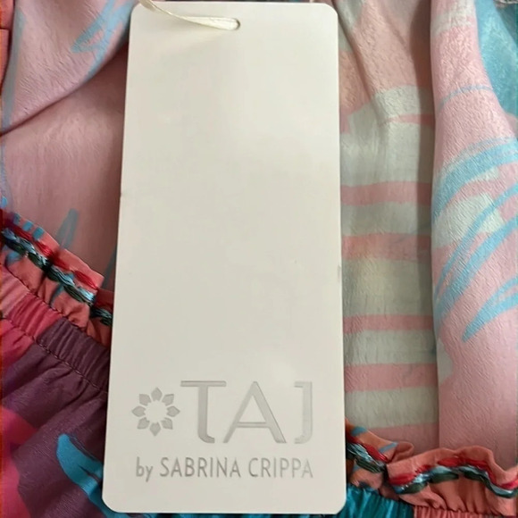 Taj by Sabrina Crippa Anastasia Top in Pink Abstract Jungle - NEW - Size Small - Picture 6 of 9